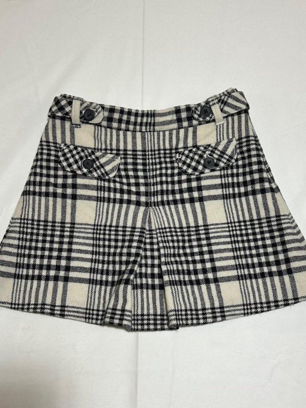 Janie and Jack Girls Size 6 Black White Plaid Wool Blend Pleated Mini Skirt